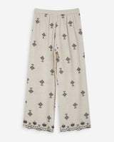 Pantalon droit brodé 7/8 chocolat Waren