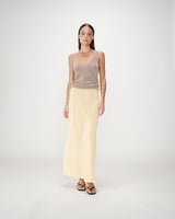 High-waisted flared long skirt jaune Winda