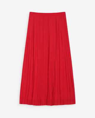Jupe longue plissée fluide rouge Walina