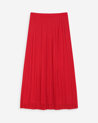 Jupe longue plissée fluide rouge Walina