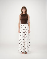 Pantalón de lunares tiro alto ecru Wynell