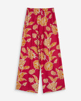 Pantalon fluide imprimé floral taille élastique fuchsia Woods