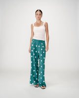 Pantalon large à pois emeraude Wynell