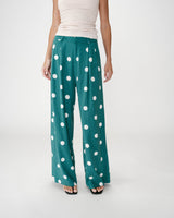 Pantalon large à pois emeraude Wynell