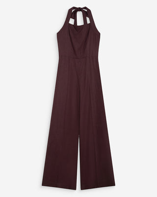 Combinaison pantalon droite encolure carrée chocolat Wish