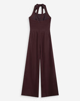 Combinaison pantalon droite encolure carrée chocolat Wish
