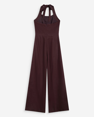 Combinaison pantalon droite encolure carrée chocolat Wish