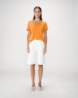 Straight V-neck short-sleeve top orange Willem