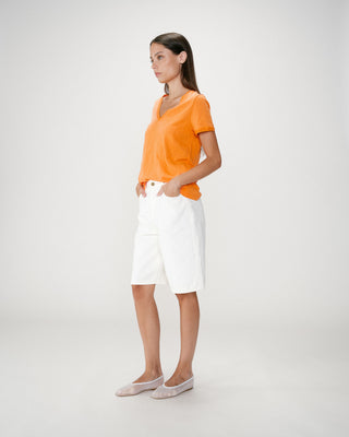 Straight V-neck short-sleeve top orange Willem