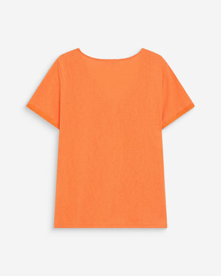 Straight V-neck short-sleeve top orange Willem