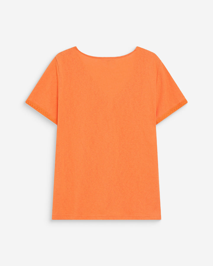 Straight V-neck short-sleeve top orange Willem