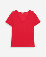 Straight V-neck short-sleeve top rouge Willem