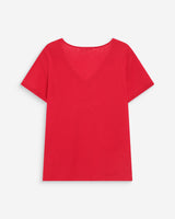 Straight V-neck short-sleeve top rouge Willem