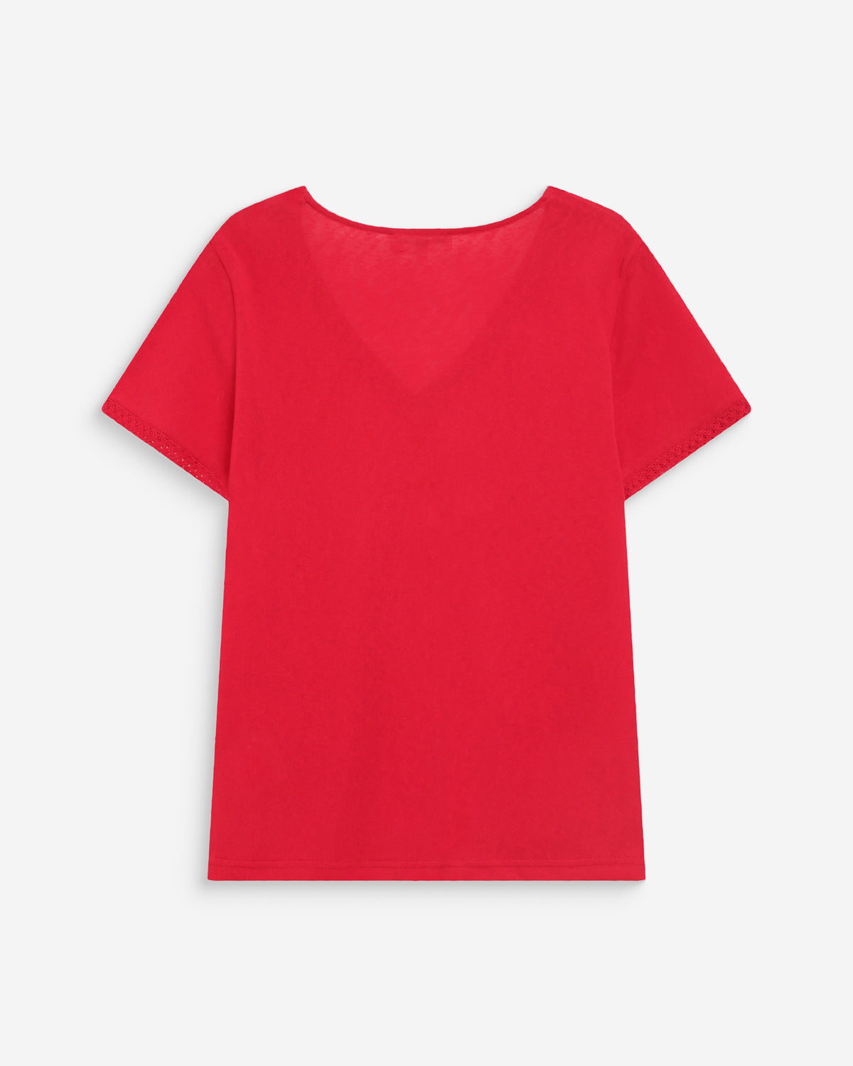 Straight V-neck short-sleeve top rouge Willem