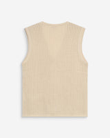 Cardigan en maille ajourée col V sans manches beige Wayne