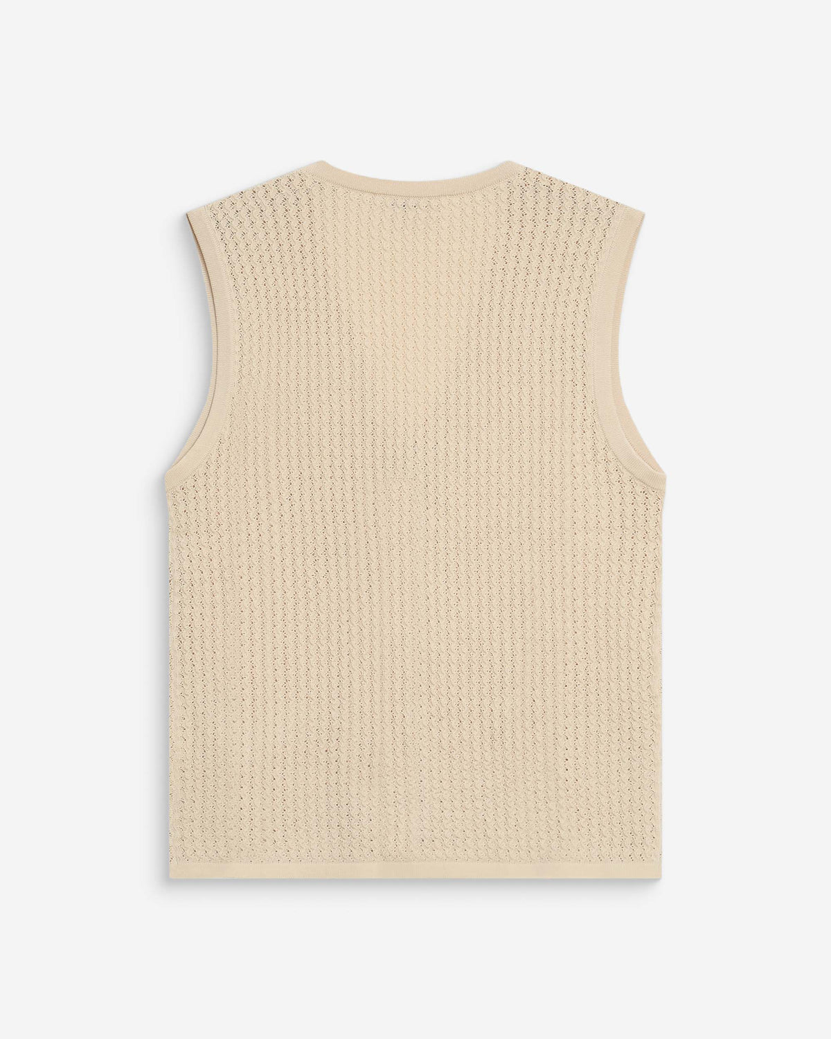 Cardigan en maille ajourée col V sans manches beige Wayne