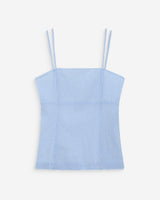 Top en coton vichy ajusté col carré ciel Wynel