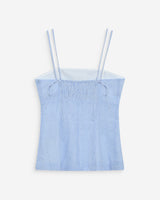Top en coton vichy ajusté col carré ciel Wynel