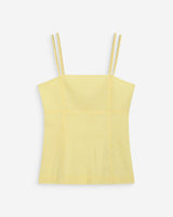 Top en coton vichy ajusté col carré jaune Wynel