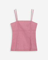Fitted gingham cotton square-neck top rouge Wynel