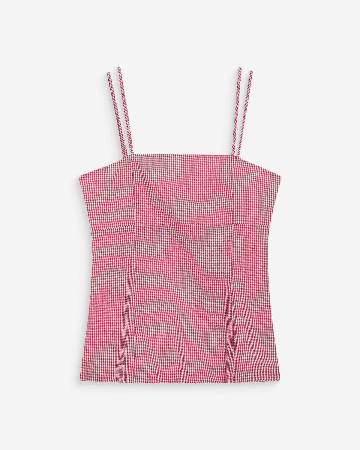 Fitted gingham cotton square-neck top rouge Wynel