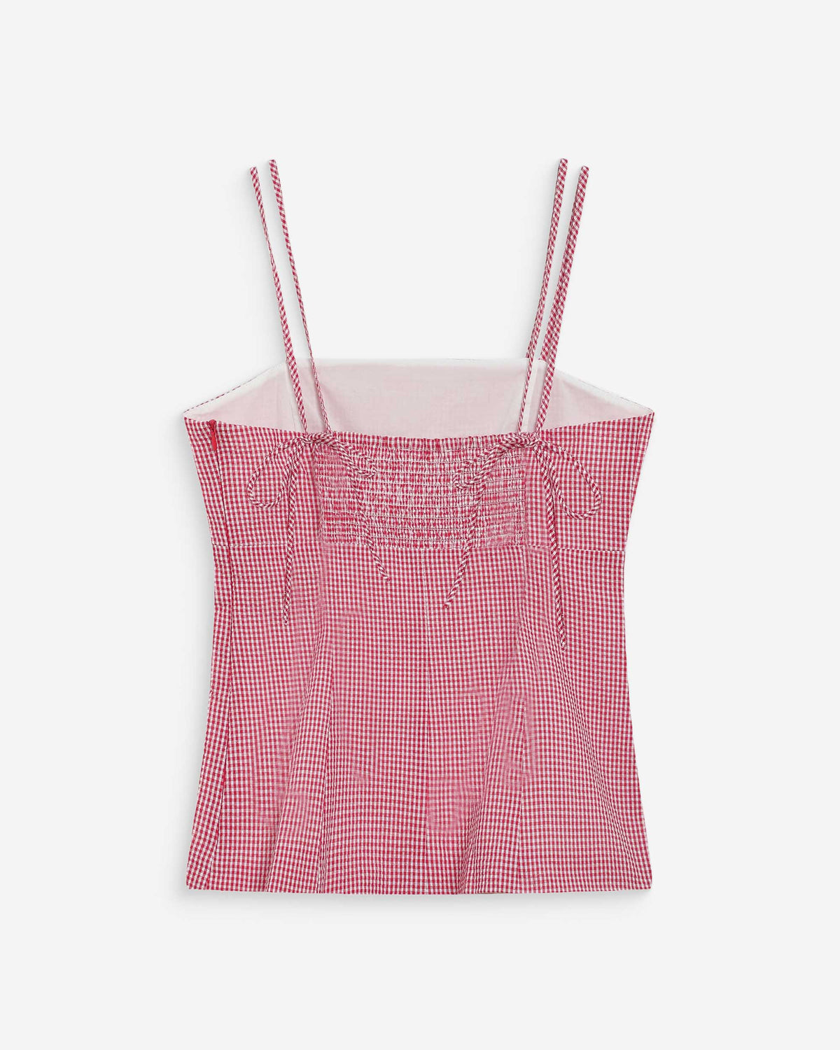 Fitted gingham cotton square-neck top rouge Wynel