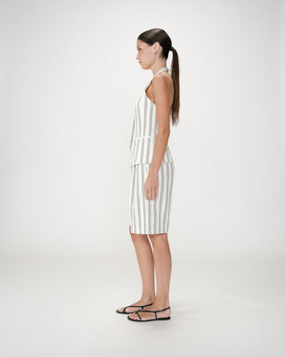 Tailored V-neck open-back vest rayure Winika