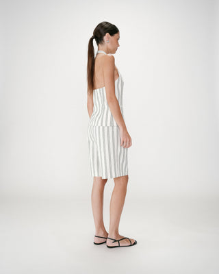 Tailored V-neck open-back vest rayure Winika