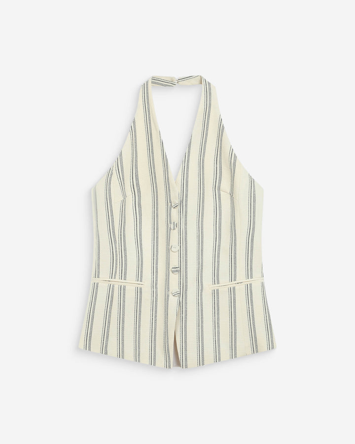Tailored V-neck open-back vest rayure Winika