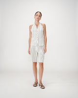 Tailored V-neck open-back vest rayure Winika