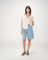 Chemise en gaze de coton manches courtes ecru Wesra