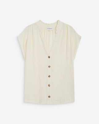 Chemise en gaze de coton manches courtes ecru Wesra