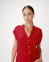 Chemise en gaze de coton manches courtes fuchsia Wesra