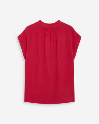 Chemise en gaze de coton manches courtes fuchsia Wesra
