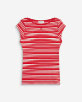 T-shirt col bateau ajusté à rayures rouge Wake