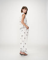 Chemise sans manches à motifs brodés chocolat Wisenna