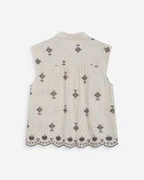 Chemise sans manches à motifs brodés chocolat Wisenna