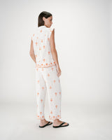 Chemise sans manches à motifs brodés orange Wisenna