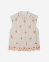 Chemise sans manches à motifs brodés orange Wisenna