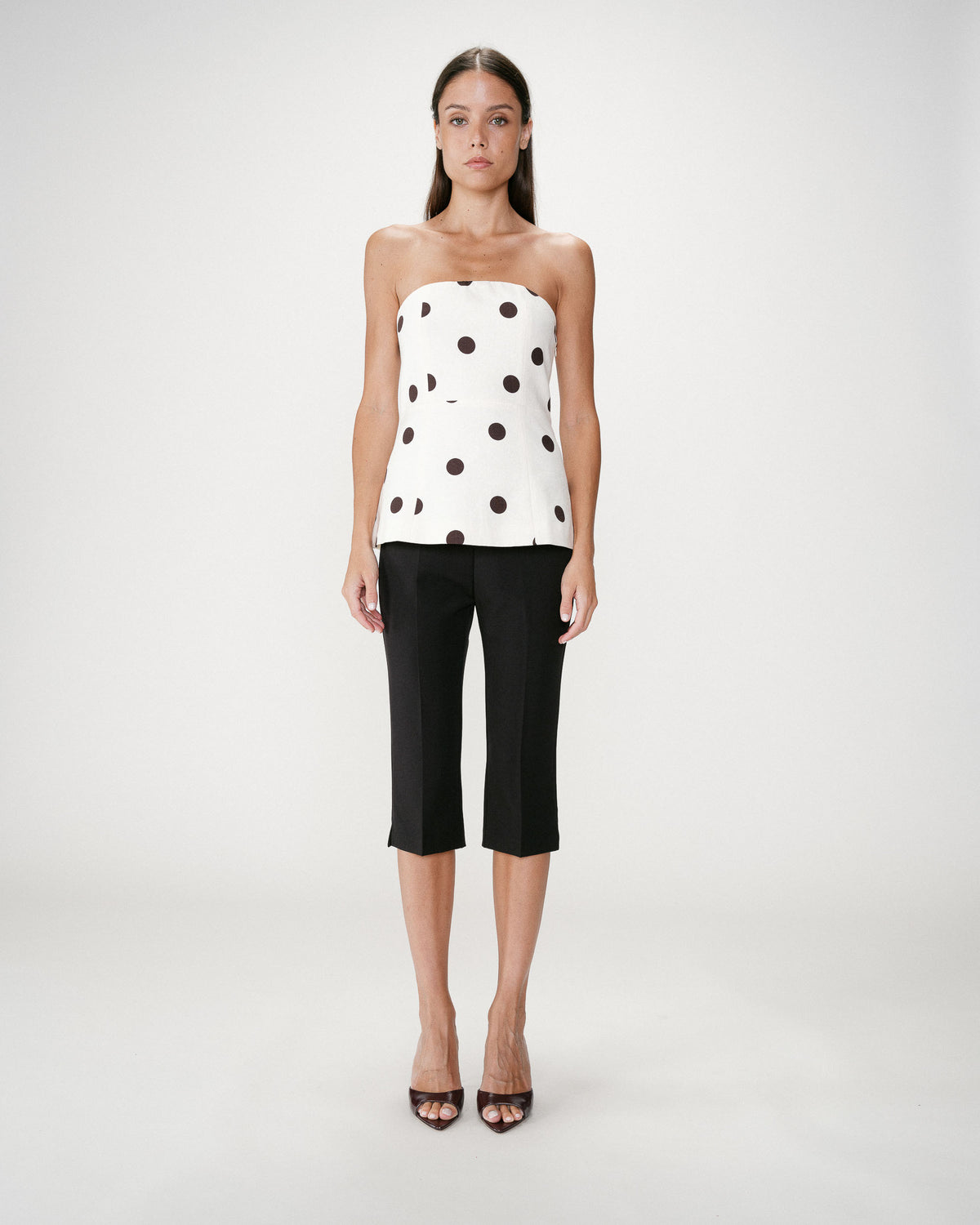 Bustier peplum de lunares ecru Wixie