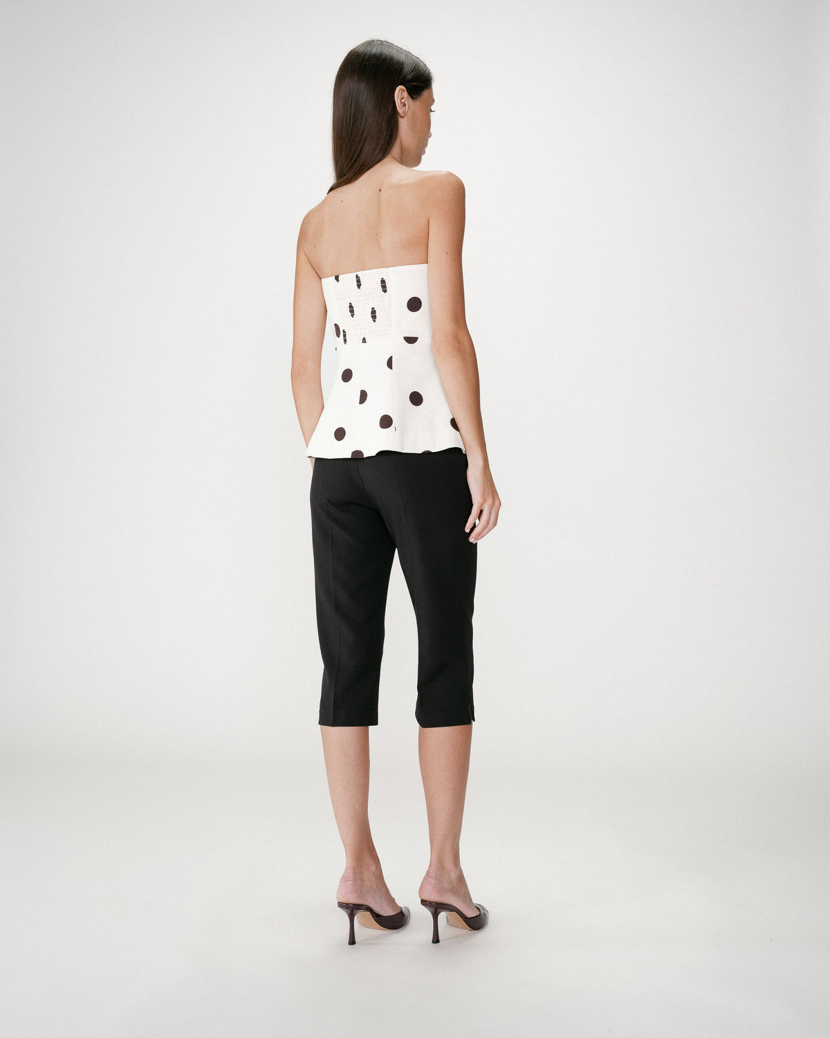 Bustier peplum de lunares ecru Wixie
