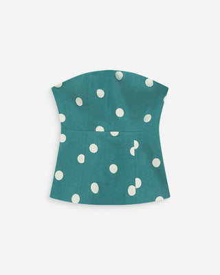 Bustier péplum à pois emeraude Wixie