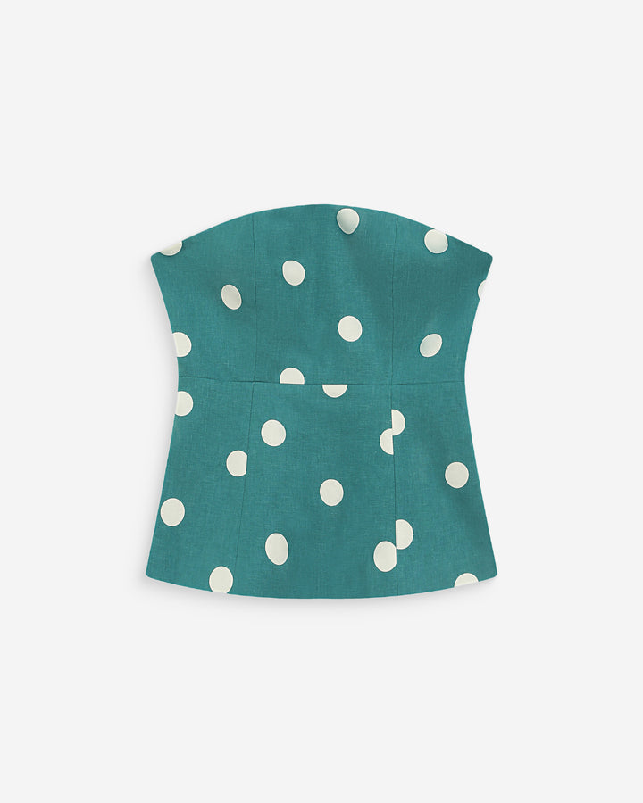 Bustier péplum à pois emeraude Wixie
