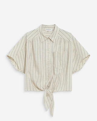 Chemise oversize rayée à nouer sable Wendee
