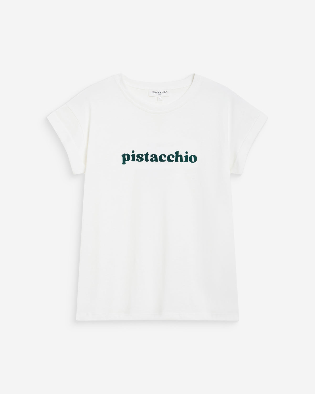 T-shirt en coton à message brodé emeraude Wylo