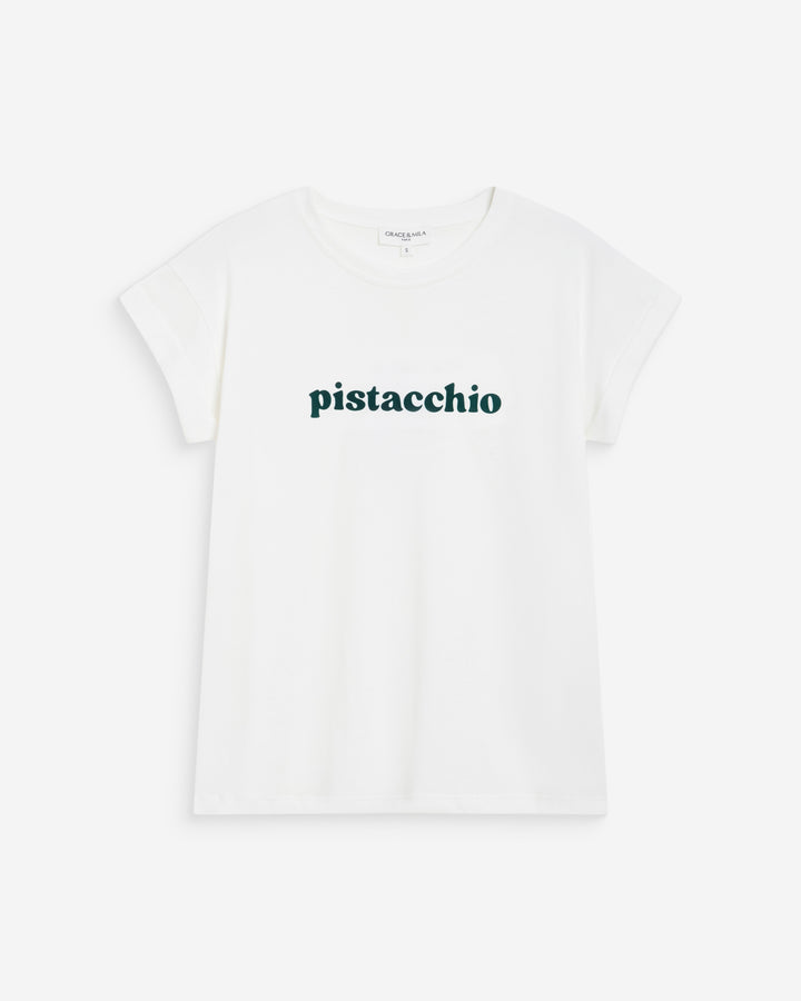 T-shirt en coton à message brodé emeraude Wylo