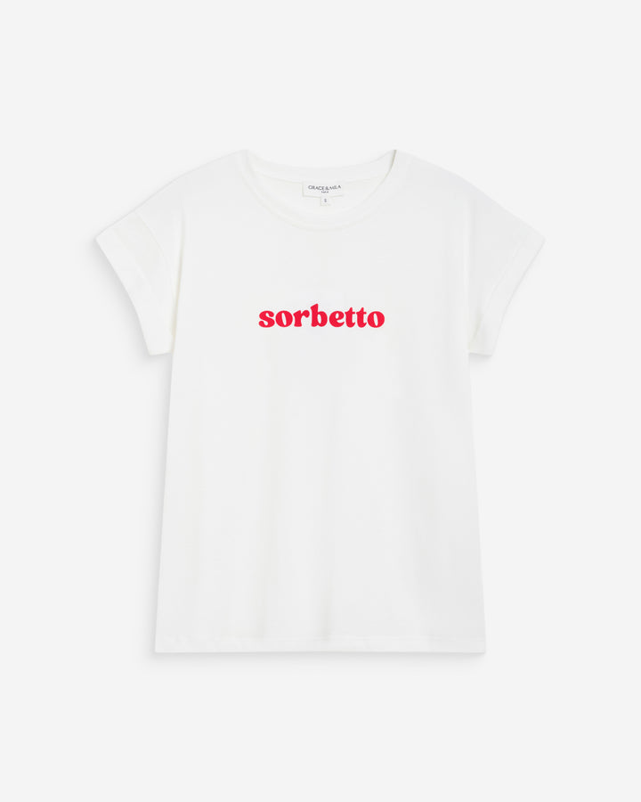 T-shirt en coton à message brodé fuchsia Wylo