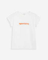 T-shirt en coton à message brodé orange Wylo