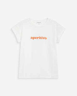 T-shirt en coton à message brodé orange Wylo
