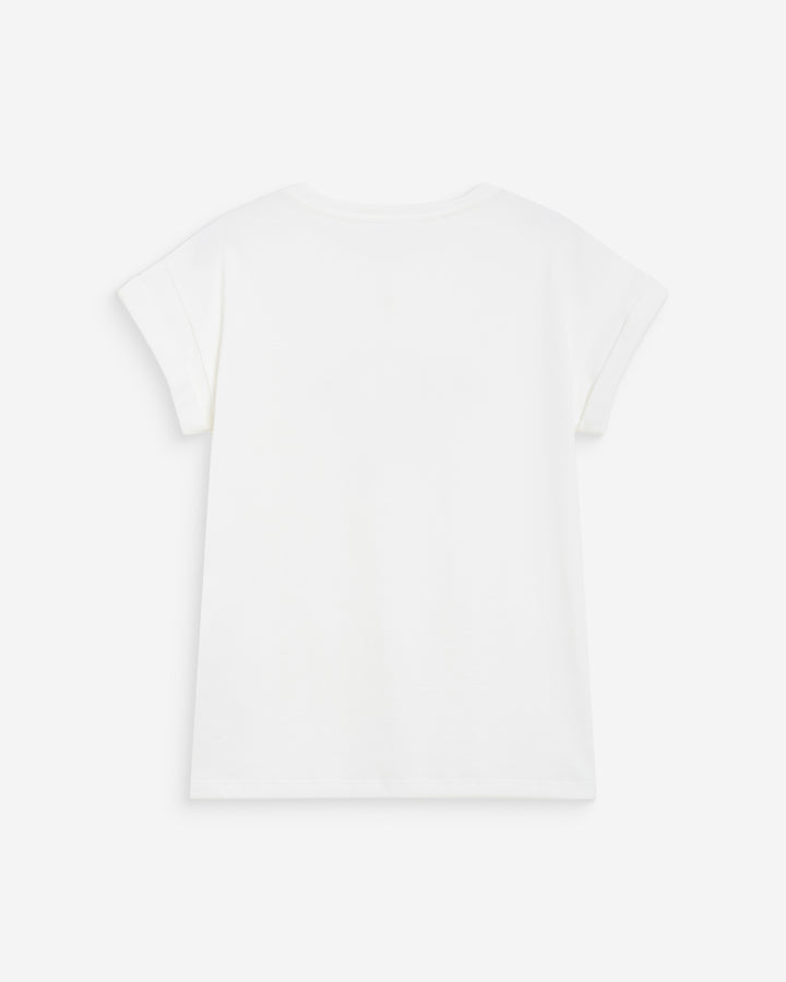 T-shirt en coton à message brodé orange Wylo